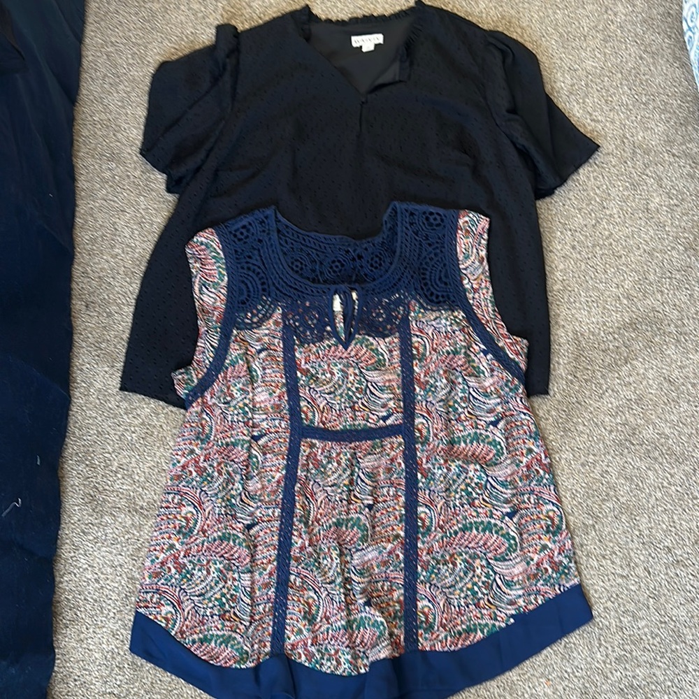 Set of 2 women’s XL blouses Ava and Viv plus Daniel Rainn